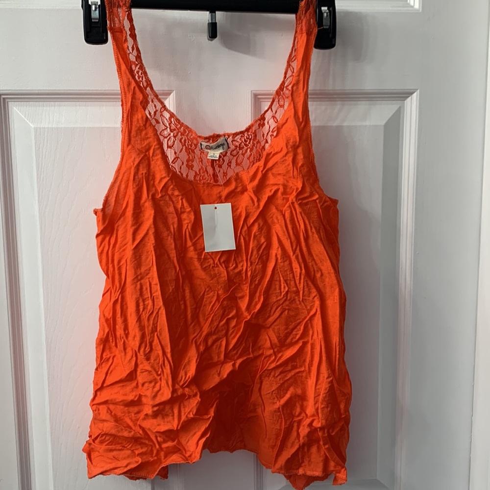 Vibrant Orange lace back Tank Sz L